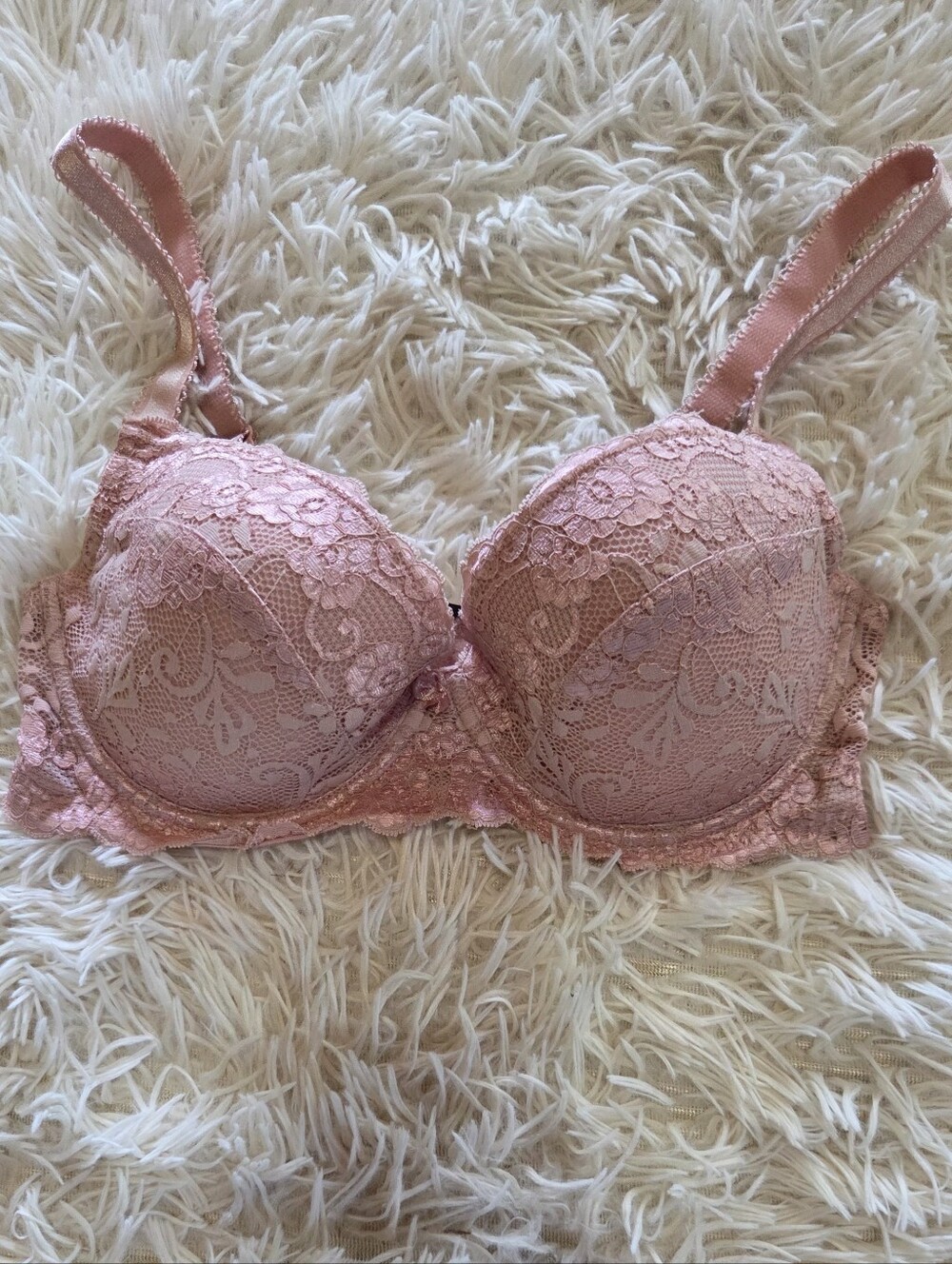 Le Mystere Rouge Francesca Blush Pink Lace Demi Bra 34E